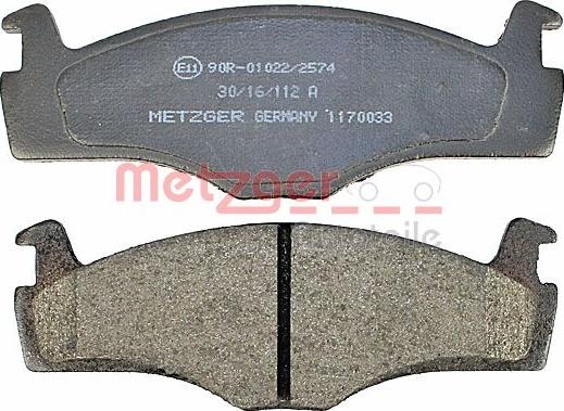 Metzger 1170033 - Тормозные колодки, дисковые, комплект autosila-amz.com