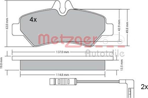 Metzger 1170037 - Тормозные колодки, дисковые, комплект autosila-amz.com