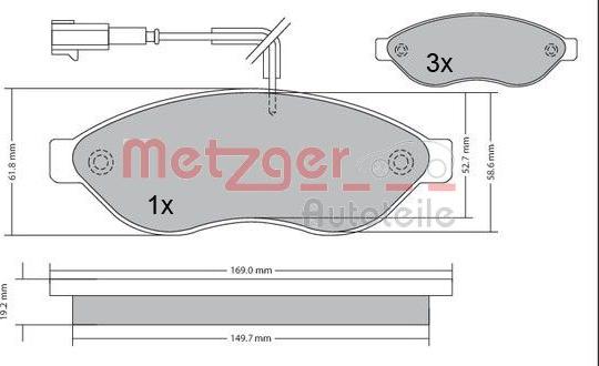 Metzger 1170073 - Тормозные колодки, дисковые, комплект autosila-amz.com