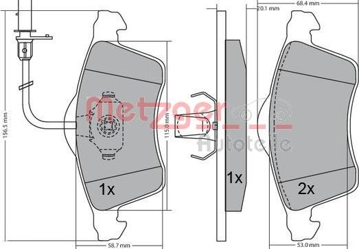 Metzger 1170196 - Тормозные колодки, дисковые, комплект autosila-amz.com