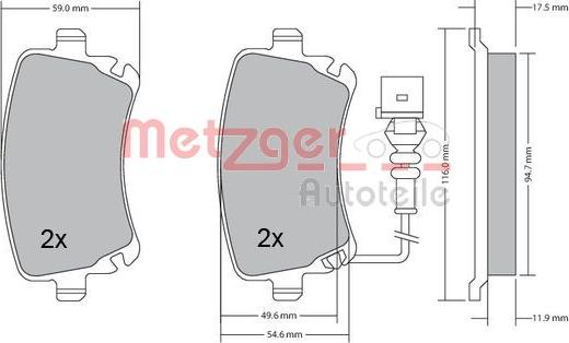 Metzger 1170190 - Тормозные колодки, дисковые, комплект autosila-amz.com