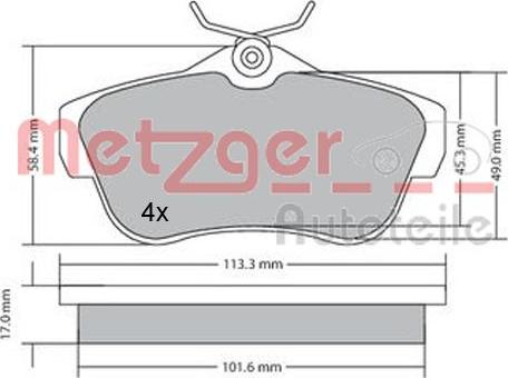 Metzger 1170192 - Тормозные колодки, дисковые, комплект autosila-amz.com