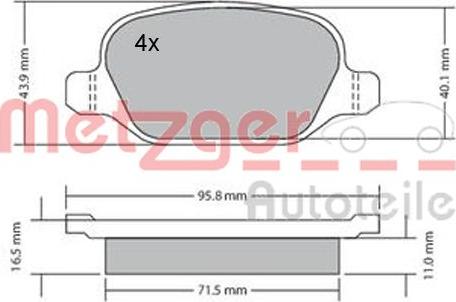 Metzger 1170141 - Тормозные колодки, дисковые, комплект autosila-amz.com
