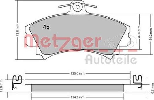 Metzger 1170143 - Тормозные колодки, дисковые, комплект autosila-amz.com