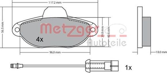 Metzger 1170147 - Тормозные колодки, дисковые, комплект autosila-amz.com
