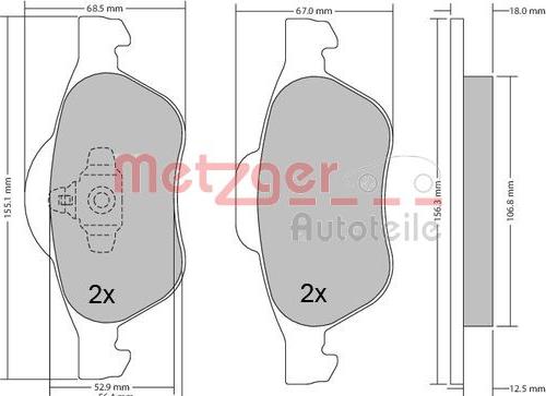Metzger 1170155 - Тормозные колодки, дисковые, комплект autosila-amz.com