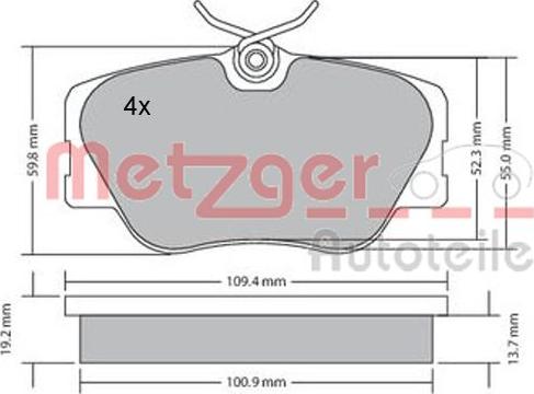 Metzger 1170151 - Тормозные колодки, дисковые, комплект autosila-amz.com