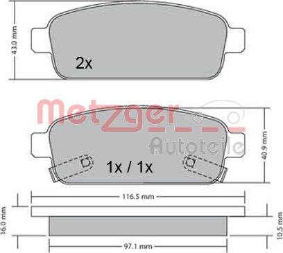 Metzger 1170164 - Тормозные колодки, дисковые, комплект autosila-amz.com