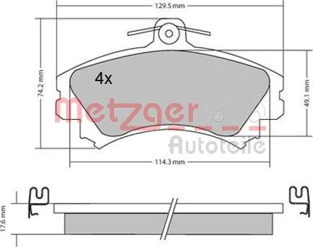 Metzger 1170166 - Тормозные колодки, дисковые, комплект autosila-amz.com