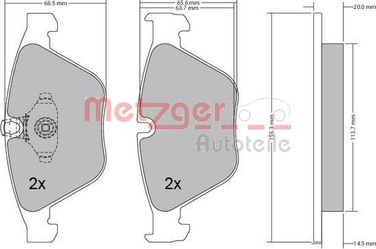 Metzger 1170168 - Колодки тормозные дисковые autosila-amz.com