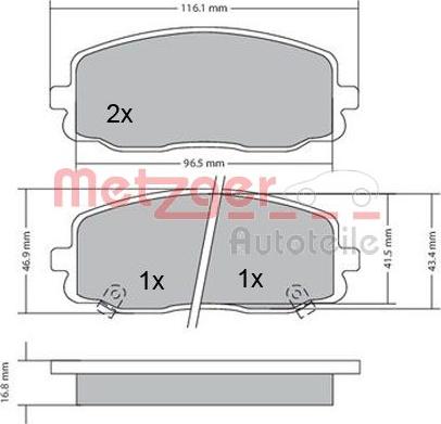 Metzger 1170108 - Тормозные колодки, дисковые, комплект autosila-amz.com