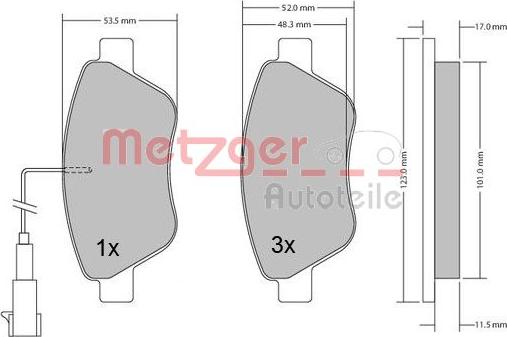 Metzger 1170102 - Тормозные колодки, дисковые, комплект autosila-amz.com