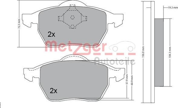 Metzger 1170114 - Комплект тормозных колодок, дисковый тормоз ! \AUDI, SEAT, SKODA, VW A3 1.8 T 96>03, A3 1.8 T 98> autosila-amz.com