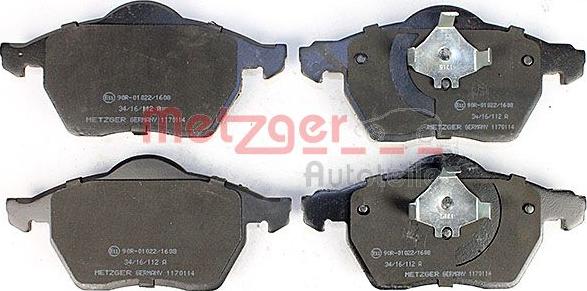 Metzger 1170114 - Комплект тормозных колодок, дисковый тормоз ! \AUDI, SEAT, SKODA, VW A3 1.8 T 96>03, A3 1.8 T 98> autosila-amz.com