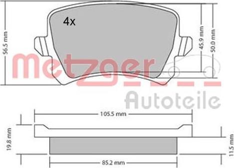 Metzger 1170116 - Тормозные колодки, дисковые, комплект autosila-amz.com