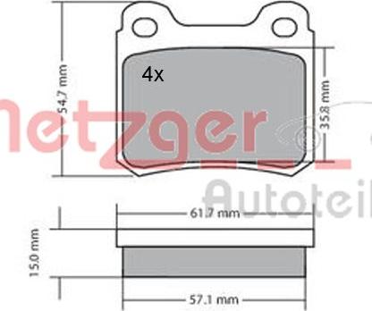 Metzger 1170112 - Тормозные колодки, дисковые, комплект autosila-amz.com