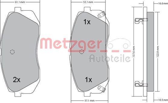 Metzger 1170186 - Тормозные колодки, дисковые, комплект autosila-amz.com