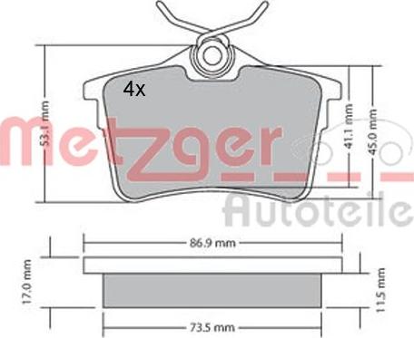Metzger 1170139 - Тормозные колодки, дисковые, комплект autosila-amz.com