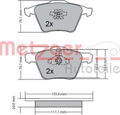 Metzger 1170130 - Тормозные колодки, дисковые, комплект autosila-amz.com