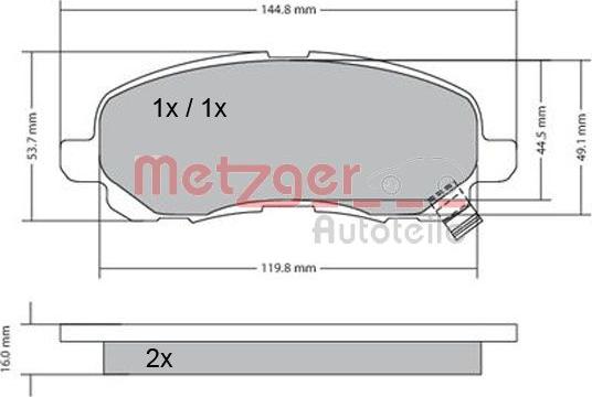 Metzger 1170133 - Тормозные колодки, дисковые, комплект autosila-amz.com