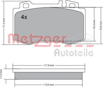Metzger 1170137 - Тормозные колодки, дисковые, комплект autosila-amz.com
