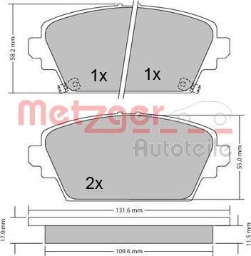 Metzger 1170124 - Тормозные колодки, дисковые, комплект autosila-amz.com