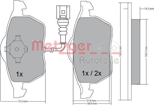 Metzger 1170122 - Тормозные колодки, дисковые, комплект autosila-amz.com
