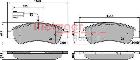 Metzger 1170899 - Тормозные колодки, дисковые, комплект autosila-amz.com