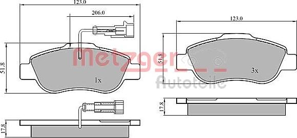 Metzger 1170849 - Тормозные колодки, дисковые, комплект autosila-amz.com