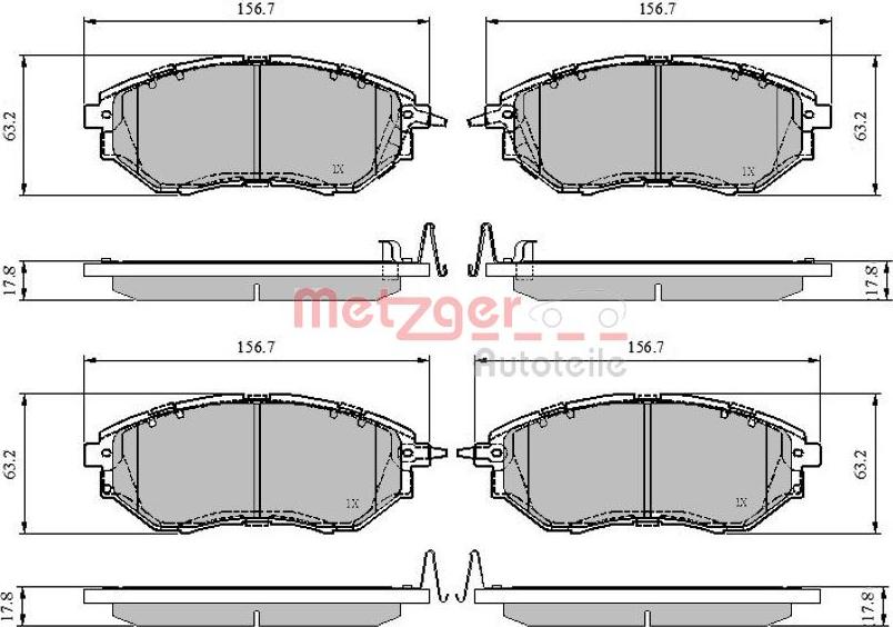 Metzger 1170841 - Тормозные колодки, дисковые, комплект autosila-amz.com