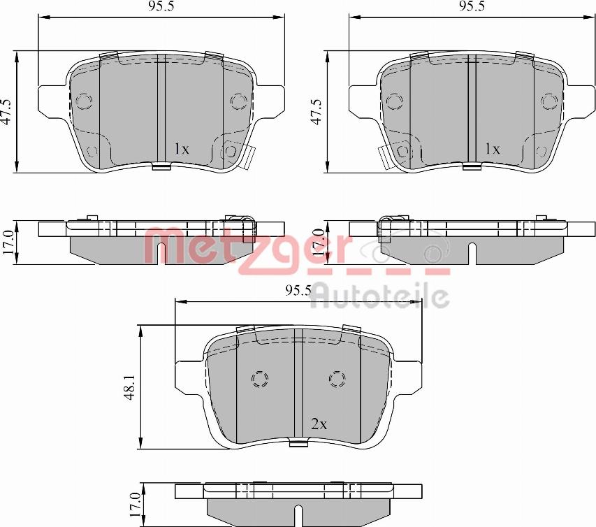 Metzger 1170842 - Тормозные колодки, дисковые, комплект autosila-amz.com