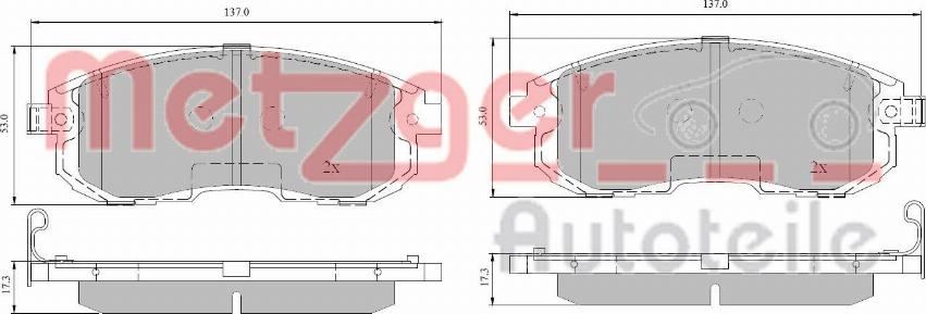 Metzger 1170851 - Тормозные колодки, дисковые, комплект autosila-amz.com