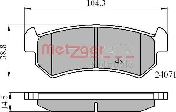 Metzger 1170869 - Тормозные колодки, дисковые, комплект autosila-amz.com