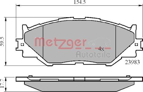 Metzger 1170867 - Тормозные колодки, дисковые, комплект autosila-amz.com