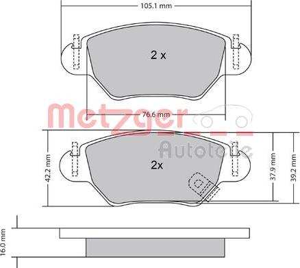 Metzger 1170809 - Тормозные колодки, дисковые, комплект autosila-amz.com