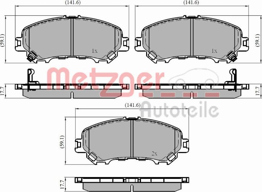 Metzger 1170835 - Тормозные колодки, дисковые, комплект autosila-amz.com