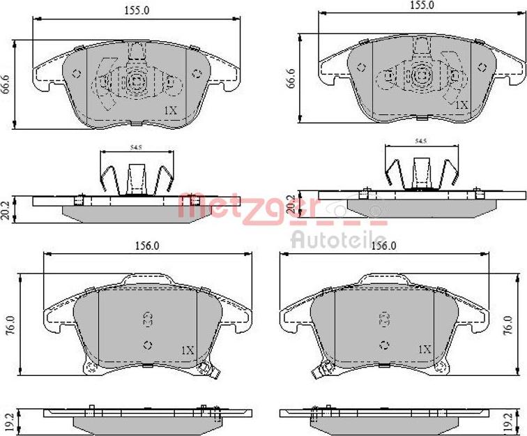 Metzger 1170837 - Тормозные колодки, дисковые, комплект autosila-amz.com