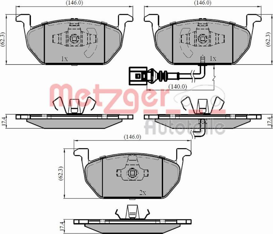 Metzger 1170828 - Тормозные колодки, дисковые, комплект autosila-amz.com