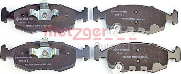 Metzger 1170822 - Тормозные колодки, дисковые, комплект autosila-amz.com