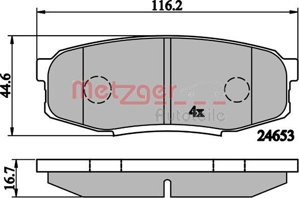 Metzger 1170875 - Колодки с накладками в сборе для дисковых тормозов autosila-amz.com