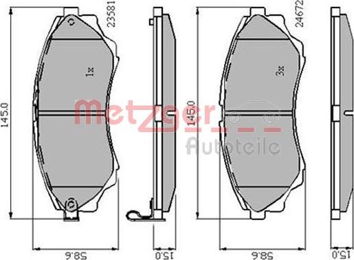 Metzger 1170876 - Тормозные колодки, дисковые, комплект autosila-amz.com