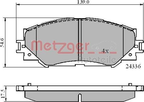 Metzger 1170873 - Тормозные колодки, дисковые, комплект autosila-amz.com