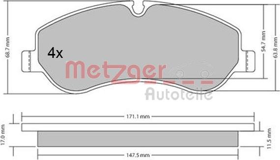 Metzger 1170349 - Тормозные колодки, дисковые, комплект autosila-amz.com