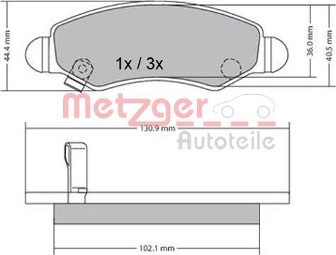 Metzger 1170340 - Тормозные колодки, дисковые, комплект autosila-amz.com