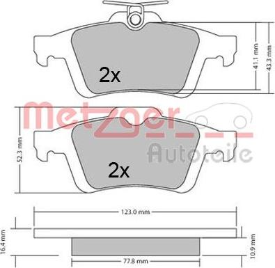 Metzger 1170343 - Тормозные колодки, дисковые, комплект autosila-amz.com