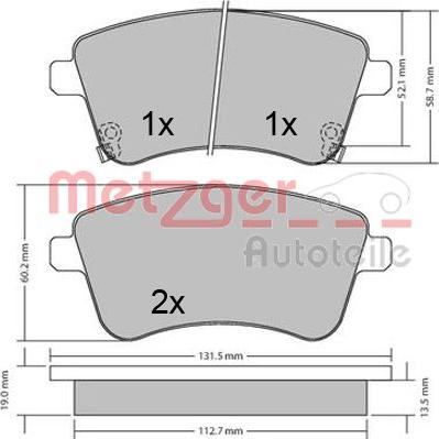 Metzger 1170359 - Тормозные колодки, дисковые, комплект autosila-amz.com