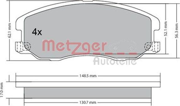 Metzger 1170358 - Тормозные колодки, дисковые, комплект autosila-amz.com