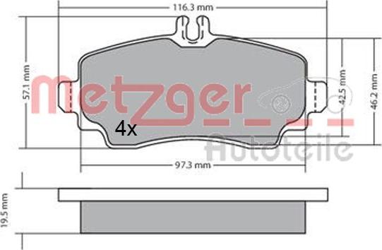 Metzger 1170353 - Тормозные колодки, дисковые, комплект autosila-amz.com