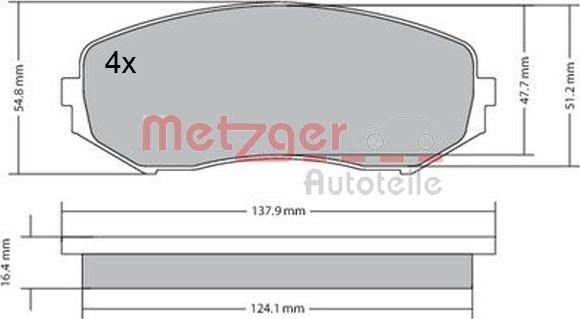 Metzger 1170357 - Тормозные колодки, дисковые, комплект autosila-amz.com