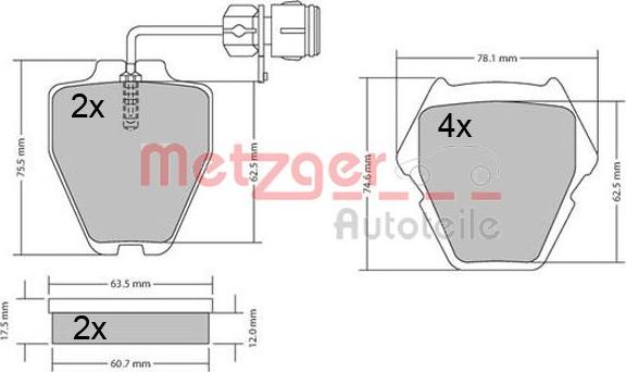 Metzger 1170364 - Тормозные колодки, дисковые, комплект autosila-amz.com